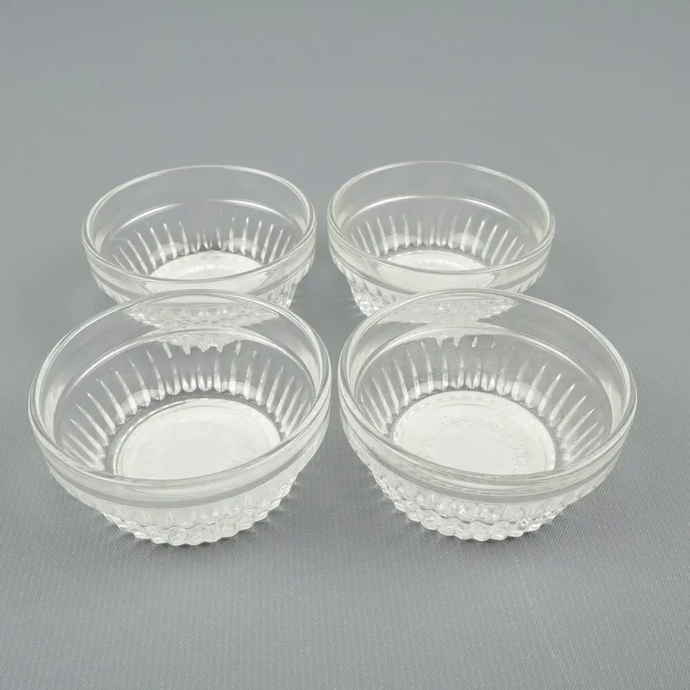 Lot of 4 Crate and Barrel Tea Light Clear Glass Candle Holders